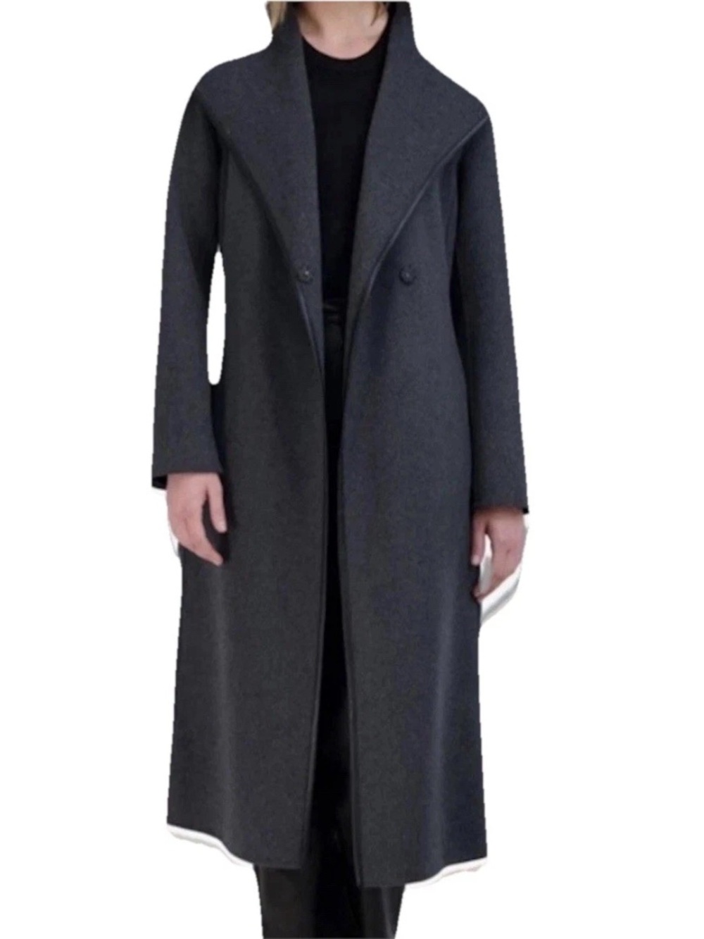 Tahari Grey Wrap Coat Size Large - Picture 3 of 9